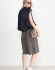 TIBI - Spring Acetate Shirred Neck Circular Top, Dark Navy