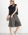 TIBI - Spring Acetate Shirred Neck Circular Top, Dark Navy