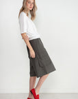 TIBI - Tropical Wool Relaxed Cargo Short, Dark Stone
