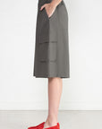 TIBI - Tropical Wool Relaxed Cargo Short, Dark Stone