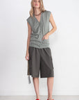 TIBI - Cashmere Silk Blend Sleeveless Button Down Sweater, Pumice Grey