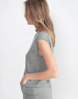 TIBI - Cashmere Silk Blend Sleeveless Button Down Sweater, Pumice Grey