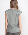TIBI - Cashmere Silk Blend Sleeveless Button Down Sweater, Pumice Grey