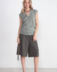 TIBI - Cashmere Silk Blend Sleeveless Button Down Sweater, Pumice Grey