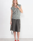 TIBI - Cashmere Silk Blend Sleeveless Button Down Sweater, Pumice Grey