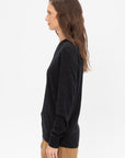 Skinlike Mercerized Wool Crewneck Pullover, Charcoal