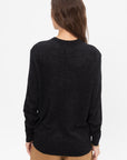 Skinlike Mercerized Wool Crewneck Pullover, Charcoal