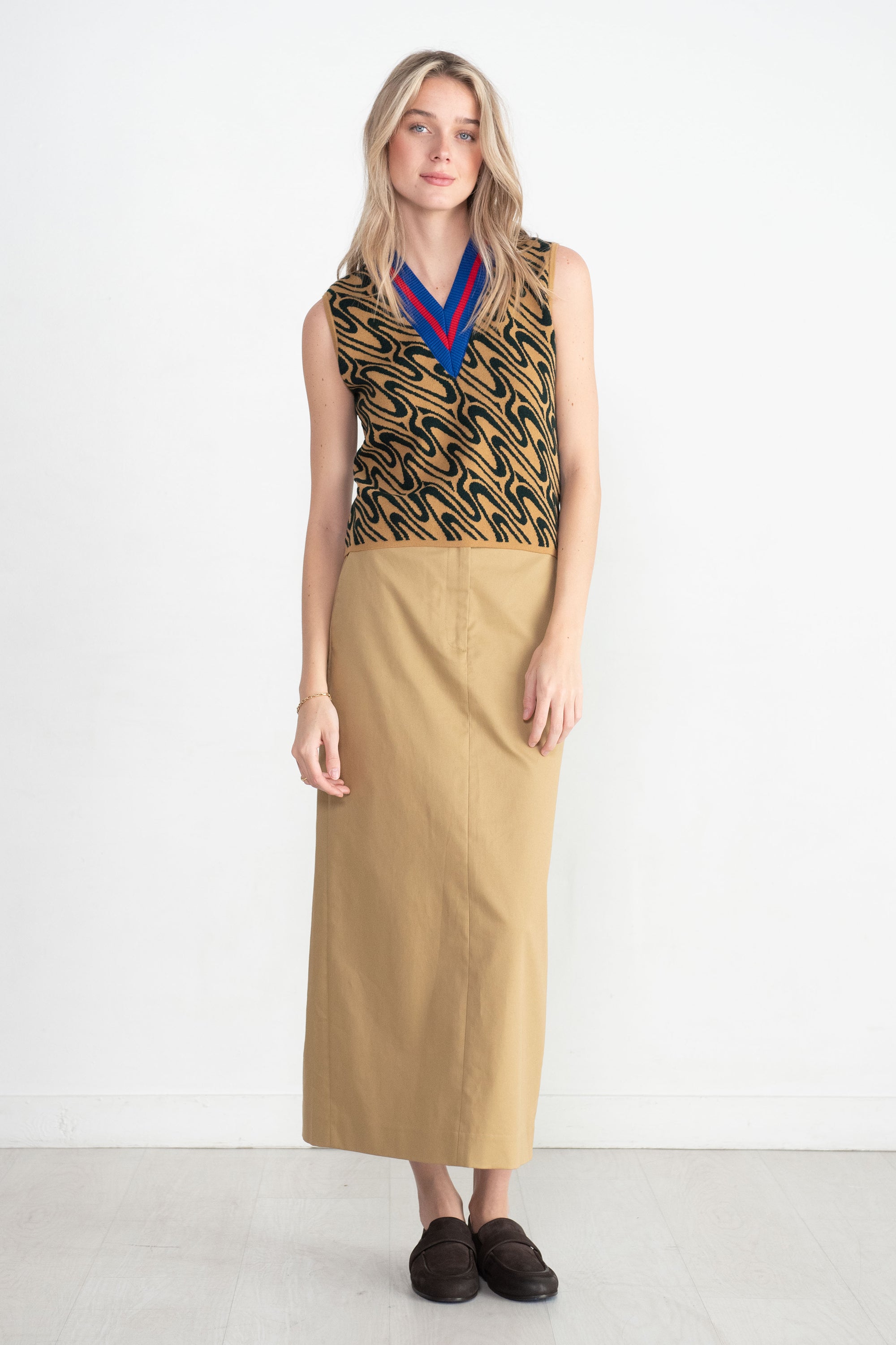 TIBI - Chino Maxi Skirt, Tan