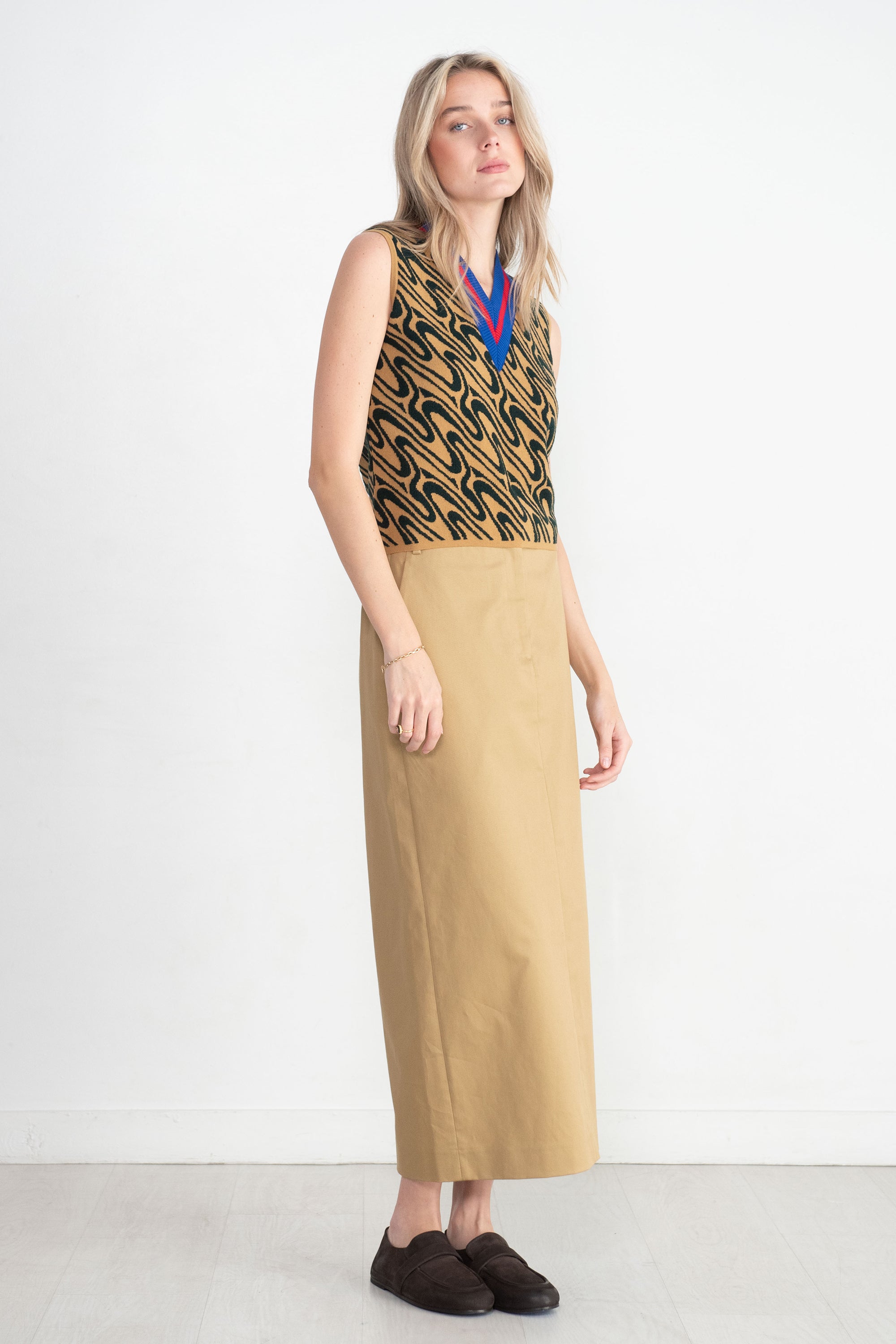 TIBI - Chino Maxi Skirt, Tan