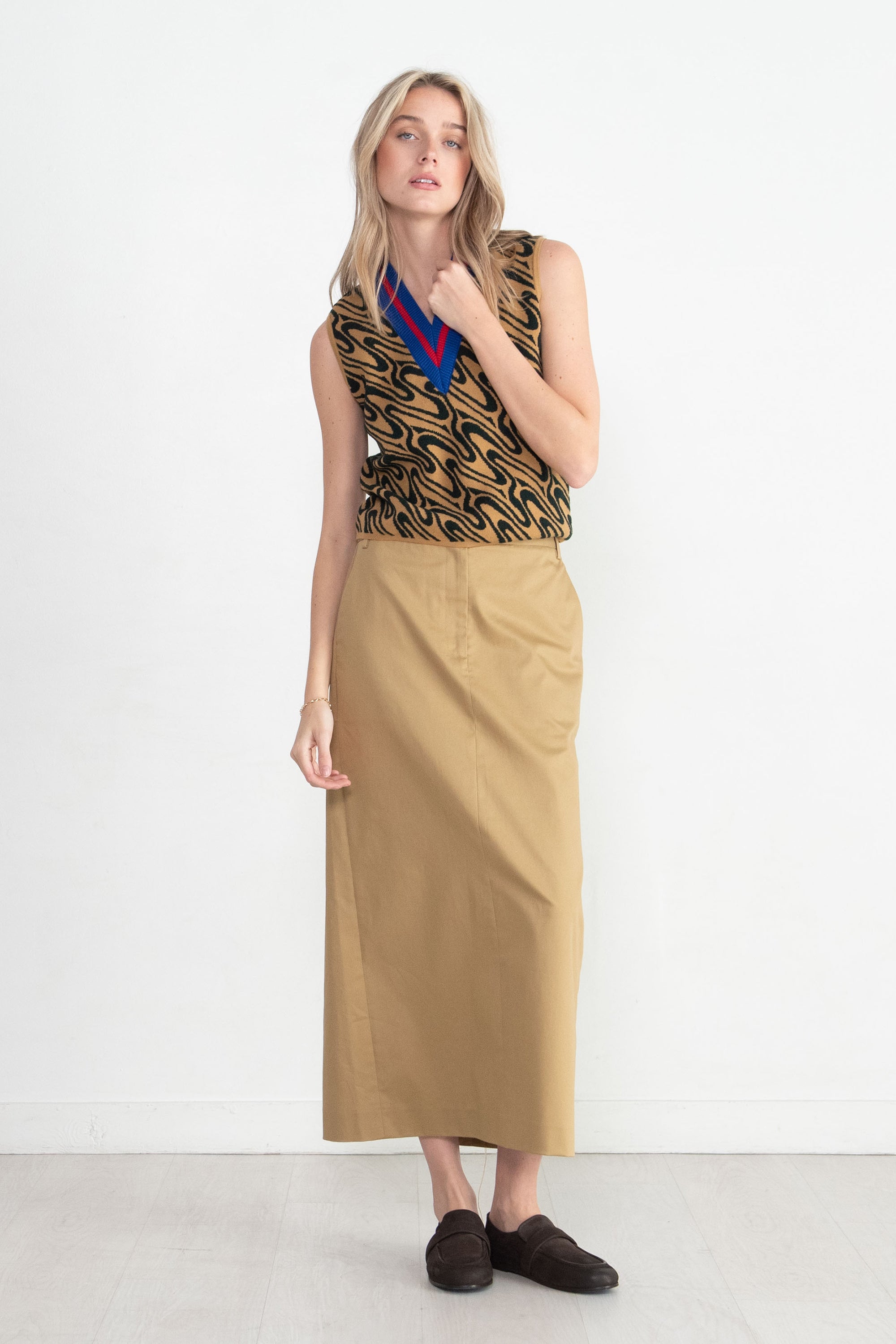 TIBI - Chino Maxi Skirt, Tan