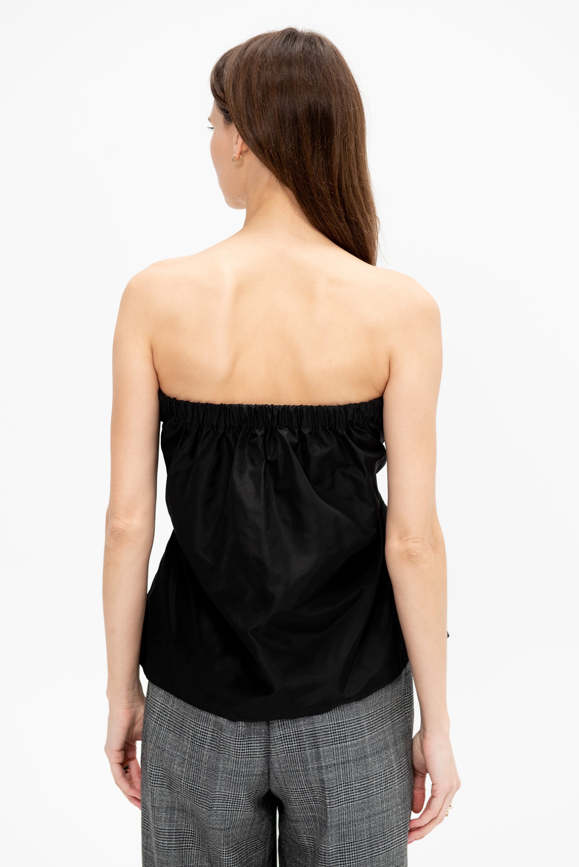 Italian Sporty Nylon Strapless Top, Black