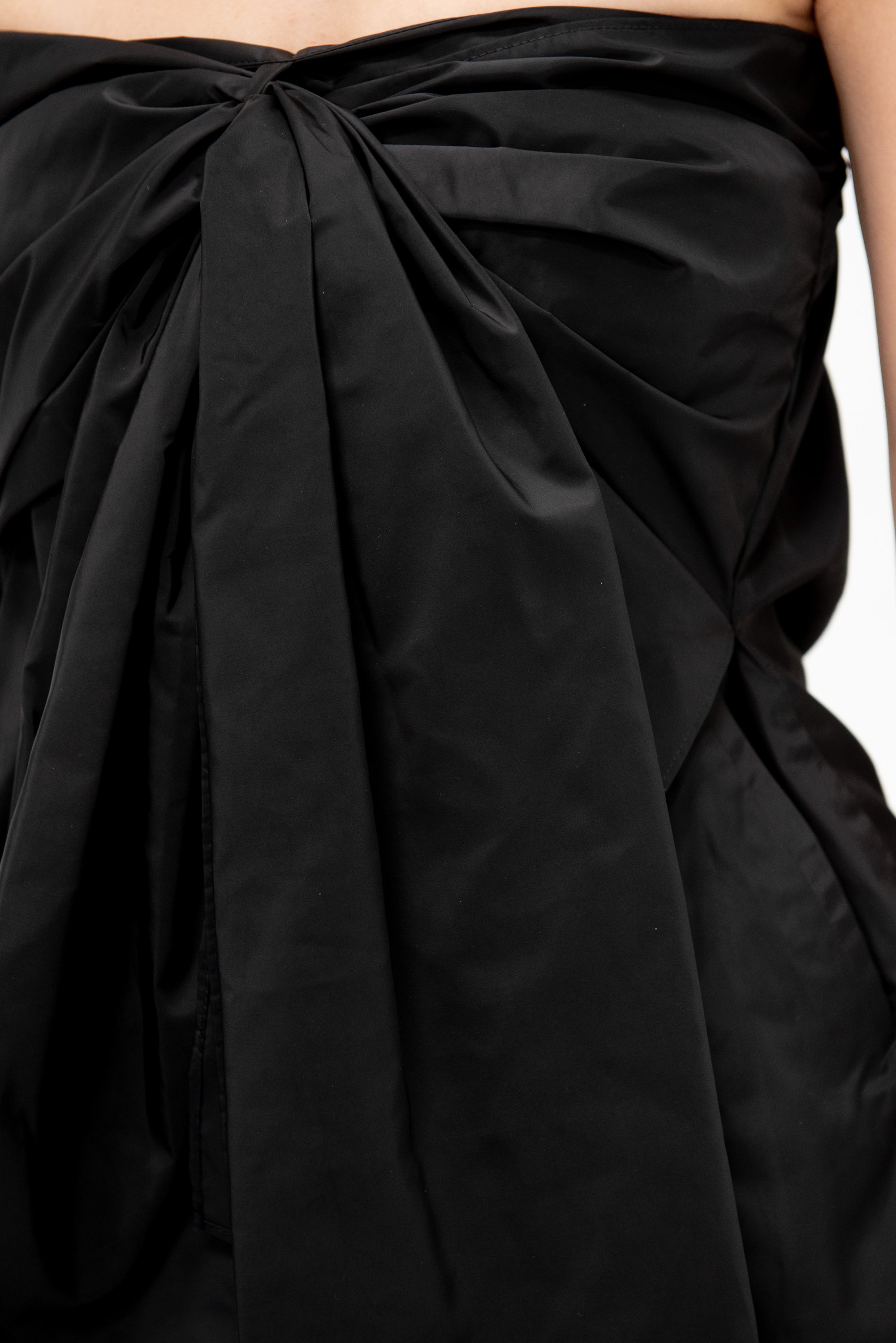 Italian Sporty Nylon Strapless Top, Black