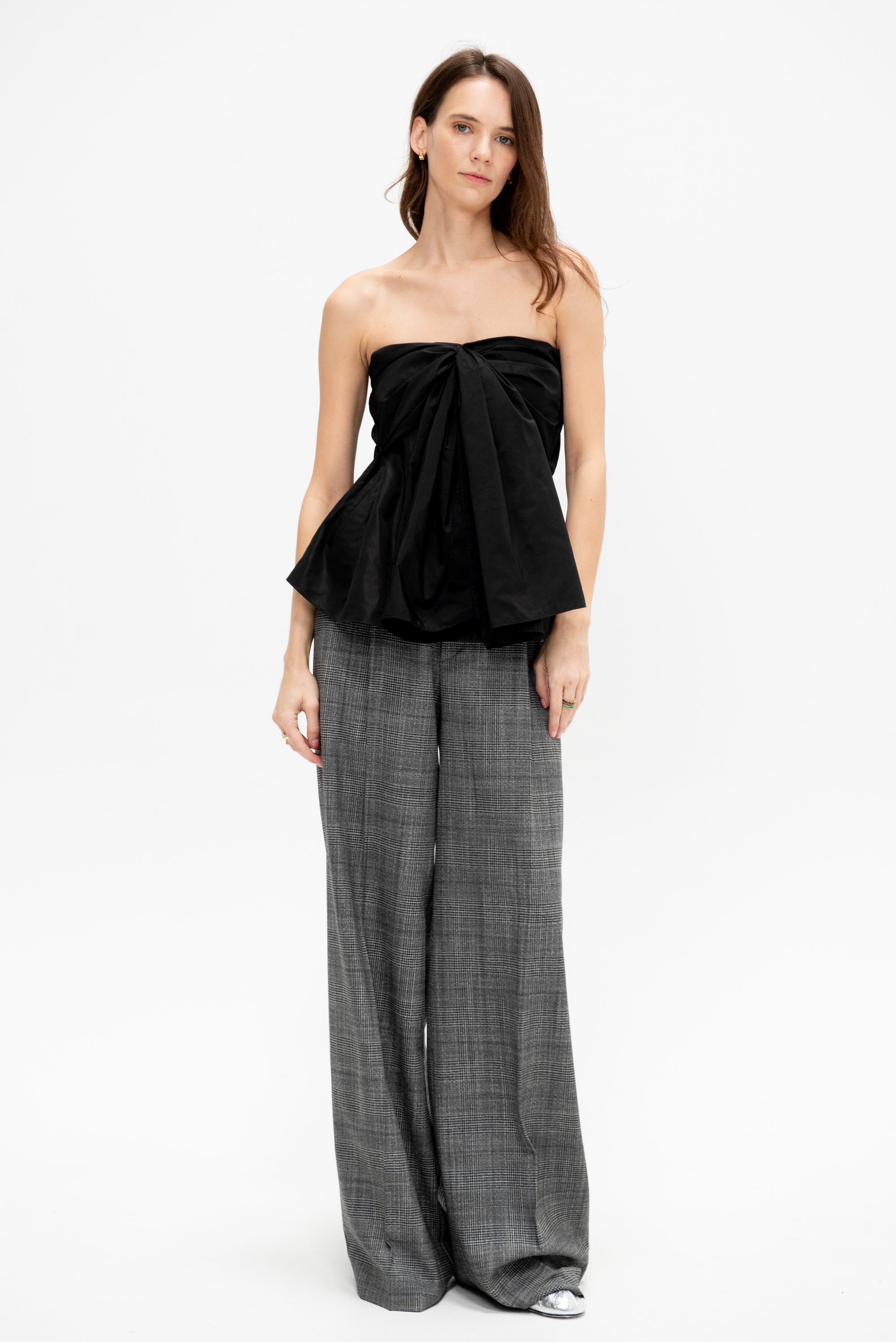 Italian Sporty Nylon Strapless Top, Black