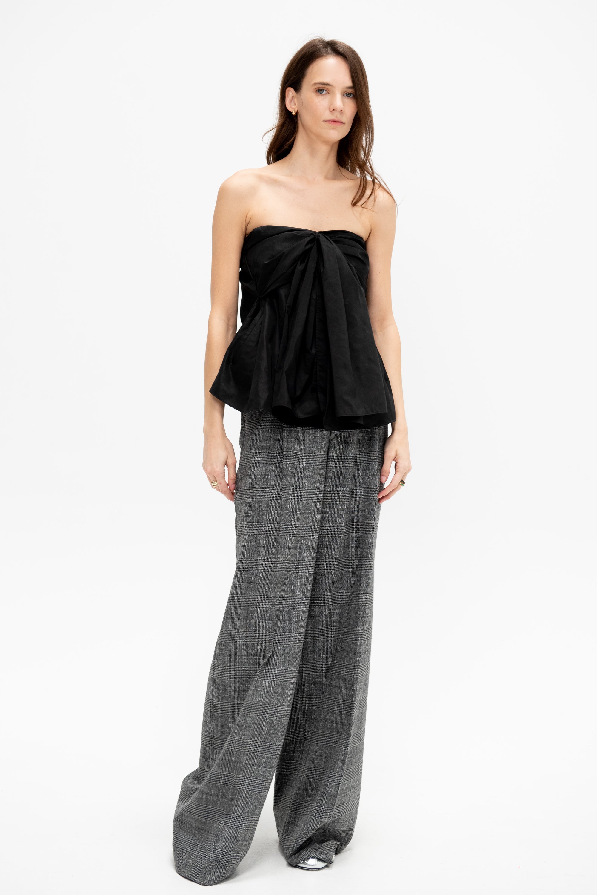 Italian Sporty Nylon Strapless Top, Black