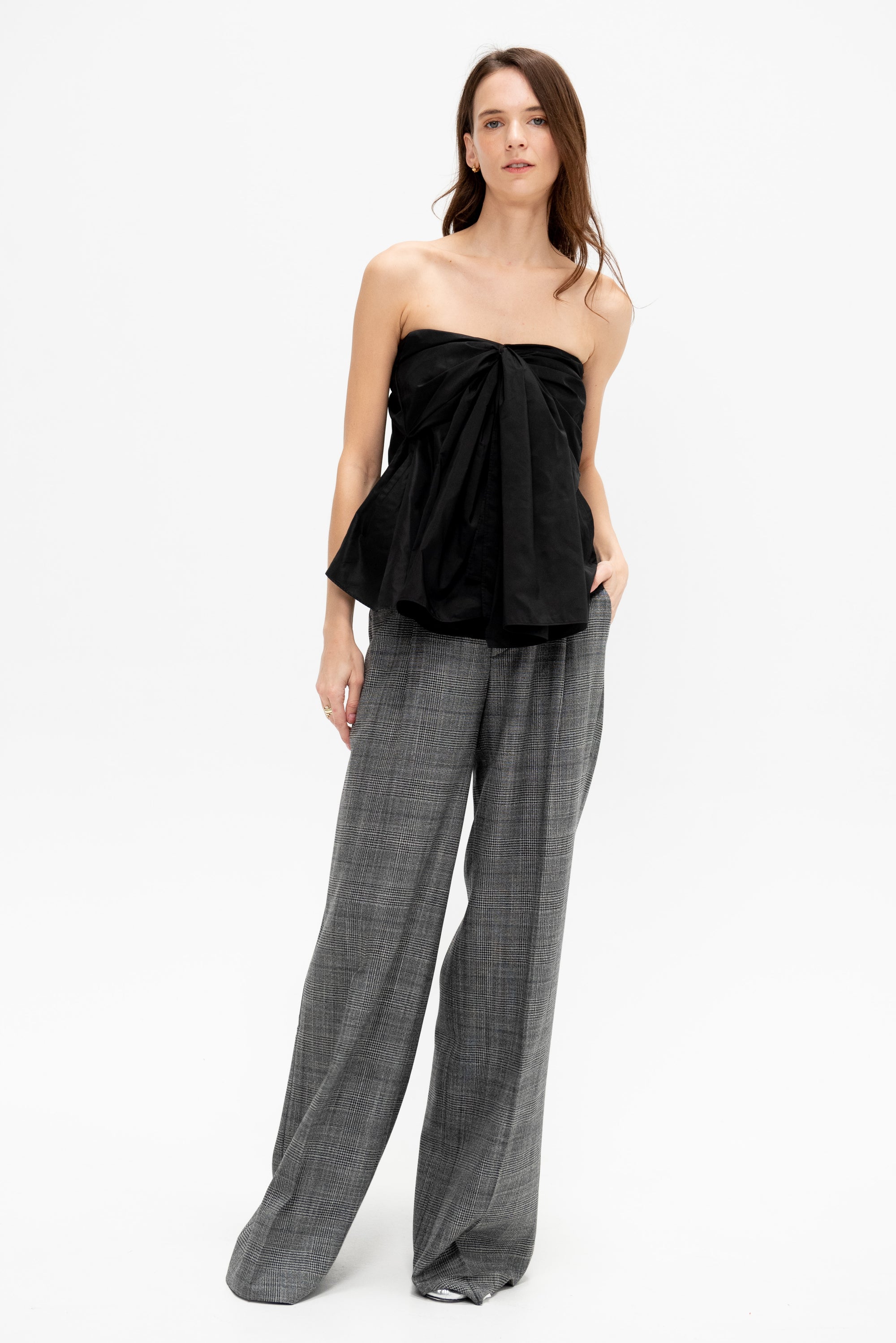 Italian Sporty Nylon Strapless Top, Black