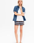 Bonded Dry Loop Terry Shorts, Brown & Blue Multi