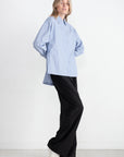 TIBI - Striped Shirting Gabe Oversized Shirt, Blue Multi