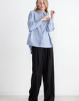 TIBI - Striped Shirting Gabe Oversized Shirt, Blue Multi