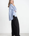 TIBI - Striped Shirting Gabe Oversized Shirt, Blue Multi