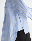 TIBI - Striped Shirting Gabe Oversized Shirt, Blue Multi