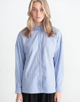 TIBI - Striped Shirting Gabe Oversized Shirt, Blue Multi