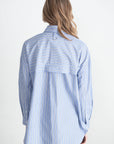 TIBI - Striped Shirting Gabe Oversized Shirt, Blue Multi