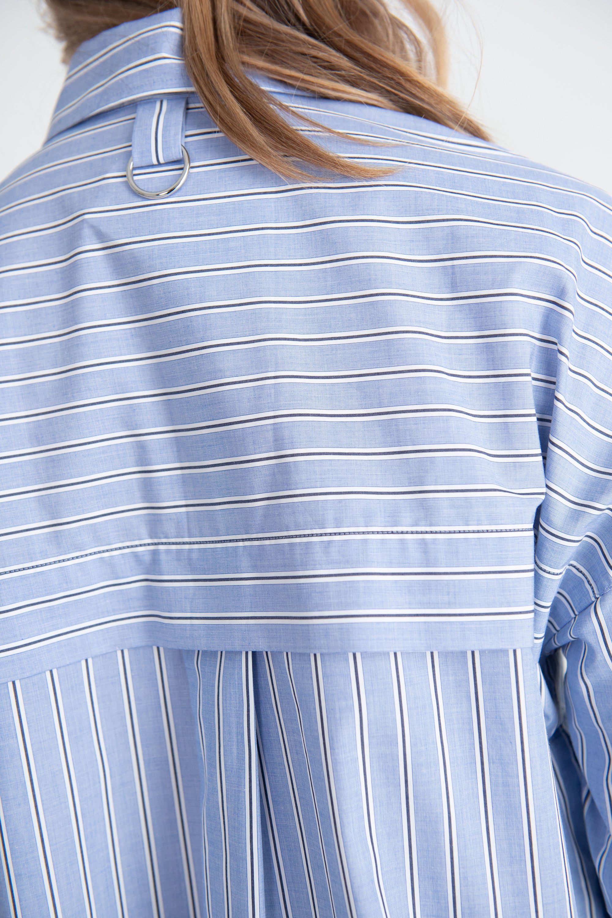 TIBI - Striped Shirting Gabe Oversized Shirt, Blue Multi