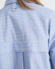 TIBI - Striped Shirting Gabe Oversized Shirt, Blue Multi
