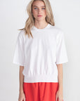 TIBI - Super Fine Gauge Perfect Short Sleeve Men's Pullover, White