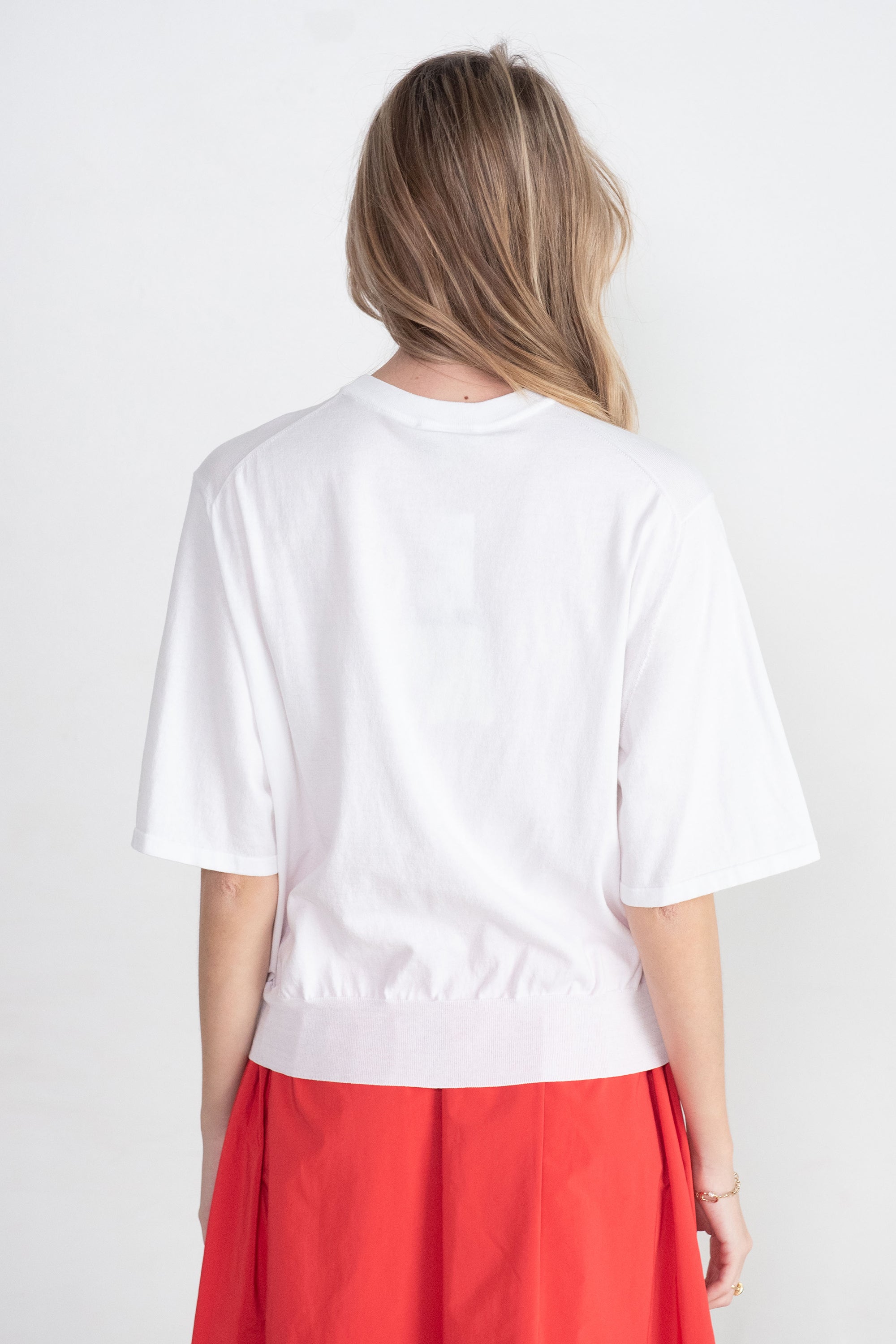 TIBI - Super Fine Gauge Perfect Short Sleeve Men's Pullover, White