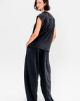 Light Weight Sweatshirting Sleeveless Easy Top, Black