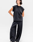 Light Weight Sweatshirting Sleeveless Easy Top, Black
