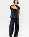 Light Weight Sweatshirting Sleeveless Easy Top, Black