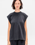 Light Weight Sweatshirting Sleeveless Easy Top, Black