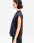 Light Weight Sweatshirting Sleeveless Easy Top, Black