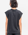 Light Weight Sweatshirting Sleeveless Easy Top, Black