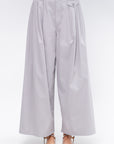 Garment Dyed Silky Cotton Triple Pleat Pant - Short, Grey