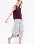 Garment Dyed Silky Cotton Triple Pleat Pant - Short, Grey