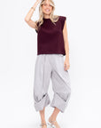 Garment Dyed Silky Cotton Triple Pleat Pant - Short, Grey