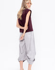 Garment Dyed Silky Cotton Triple Pleat Pant - Short, Grey