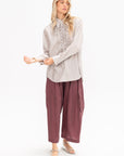 Silk Voile Easy Tuxedo Shirt, Stone