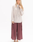Silk Voile Easy Tuxedo Shirt, Stone