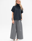 Bio Twill Triple Pleat Cropped Pant, Grey