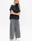 Bio Twill Triple Pleat Cropped Pant, Grey