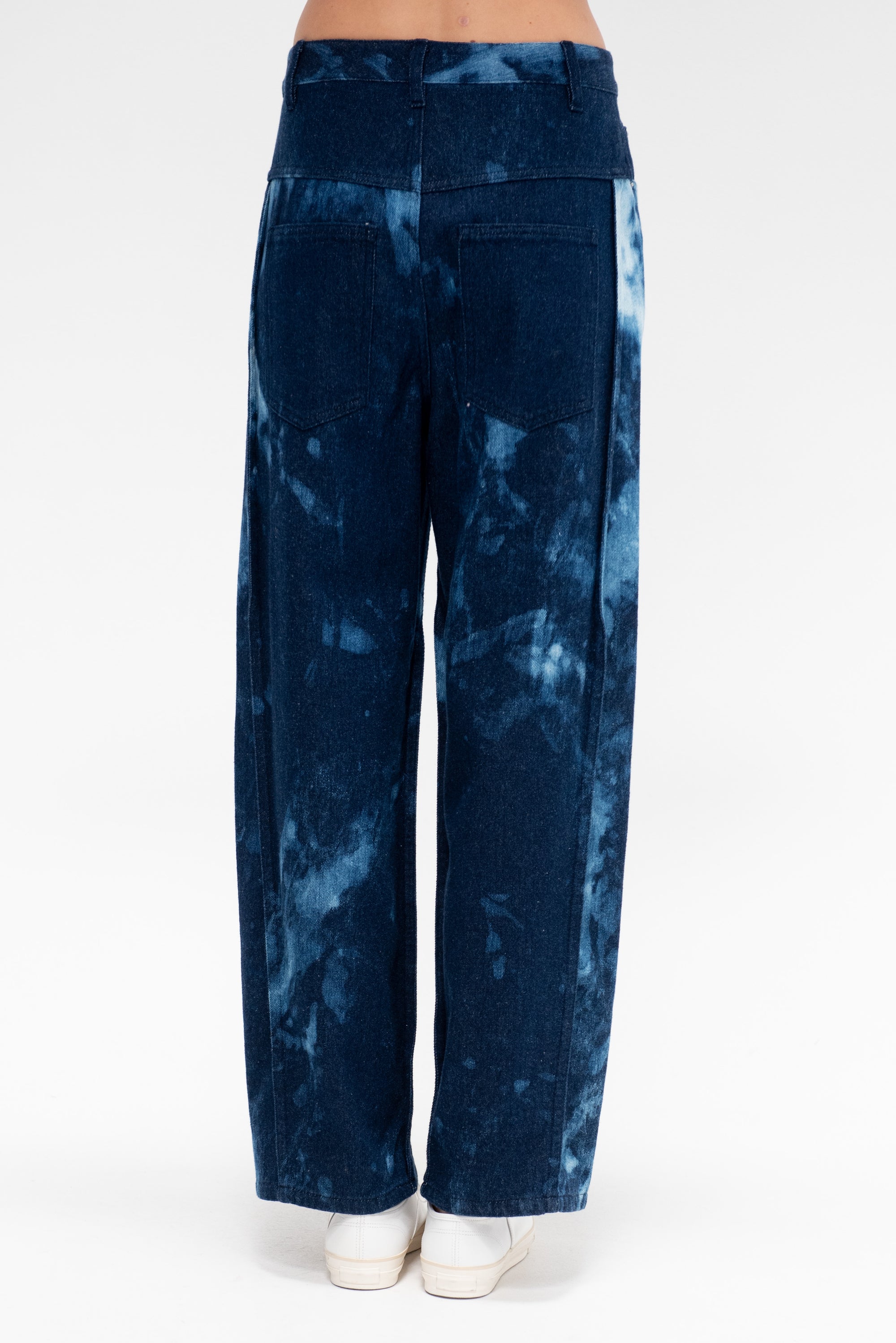 Tie Dye Denim Tuck Jean - Short, Blue Multi