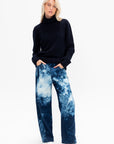 Tie Dye Denim Tuck Jean - Short, Blue Multi