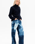 Tie Dye Denim Tuck Jean - Short, Blue Multi