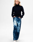 Tie Dye Denim Tuck Jean - Short, Blue Multi