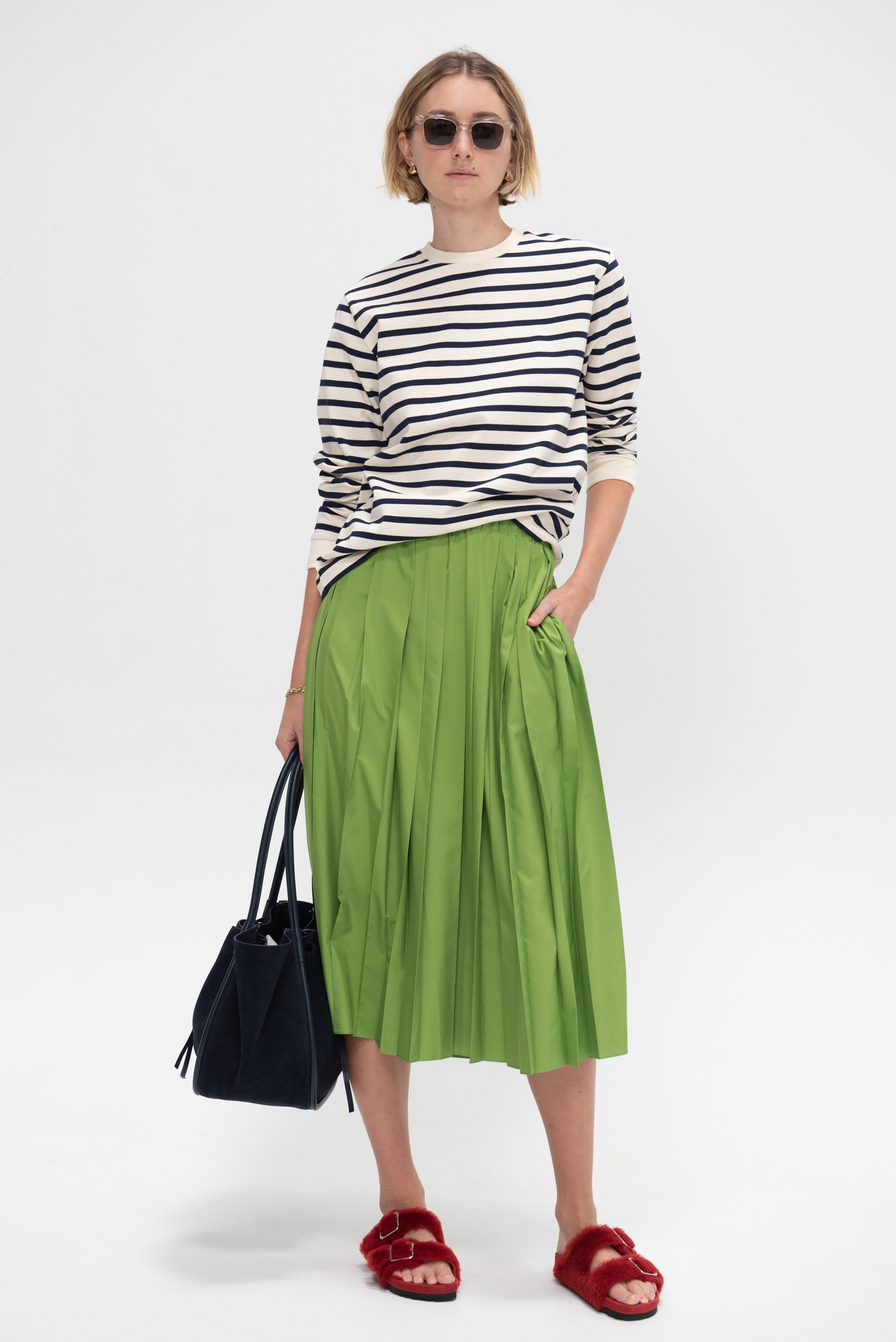 Tibi Striped Perfect Unisex Long Sleeve T-Shirt – Kick Pleat