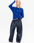 Washable Cashmere Easy V-Neck Sweater, Ink Blue